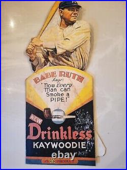 RARE 1940s Yankees Babe Ruth Kaywoodie TOBACCO 15.5x6.5 Die-Cut Store Display