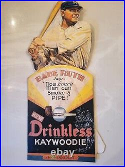 RARE 1940s Yankees Babe Ruth Kaywoodie TOBACCO 15.5x6.5 Die-Cut Store Display