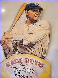 RARE 1940s Yankees Babe Ruth Kaywoodie TOBACCO 15.5x6.5 Die-Cut Store Display