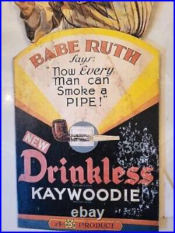 RARE 1940s Yankees Babe Ruth Kaywoodie TOBACCO 15.5x6.5 Die-Cut Store Display