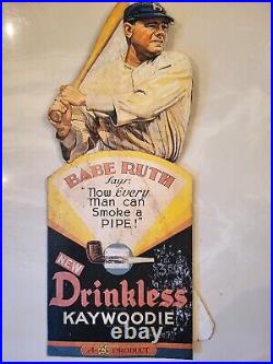 RARE 1940s Yankees Babe Ruth Kaywoodie TOBACCO 15.5x6.5 Die-Cut Store Display