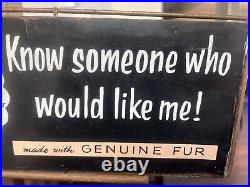 RARE 1950s Store Display Sign Jerry Pets Real Fur Cats, ORIGINAL, 41 Tall