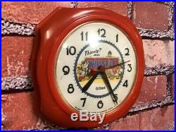 RARE 1950s VTG RED WHISTLE SODA STORE DISPLAY ADVERTISING DINER WALL CLOCK SIGN