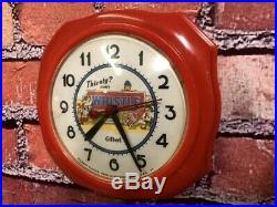 RARE 1950s VTG RED WHISTLE SODA STORE DISPLAY ADVERTISING DINER WALL CLOCK SIGN