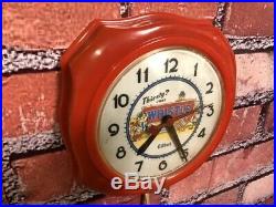 RARE 1950s VTG RED WHISTLE SODA STORE DISPLAY ADVERTISING DINER WALL CLOCK SIGN