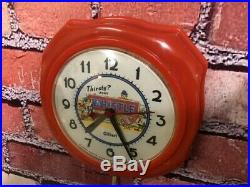 RARE 1950s VTG RED WHISTLE SODA STORE DISPLAY ADVERTISING DINER WALL CLOCK SIGN