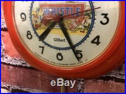 RARE 1950s VTG RED WHISTLE SODA STORE DISPLAY ADVERTISING DINER WALL CLOCK SIGN