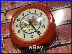 RARE 1950s VTG RED WHISTLE SODA STORE DISPLAY ADVERTISING DINER WALL CLOCK SIGN