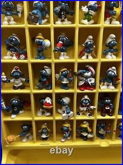 RARE! 1980 Schleich Collectors Center Store Display With Huge lot Of 45 Smurfs NM