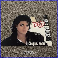 RARE 1987 Michael Jackson BAD Coming Soon Record Store Promo Display Standee