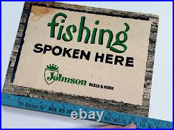 RARE 70s 80s Johnson Reels & Rods Advertising Store Display SIgn fishing