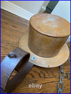 RARE ANTIQUE HATTER TOP HAT ADVERTISING TRADE SIGN With BRACKETS