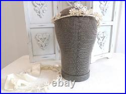 RARE! ANTIQUE Store Display Metal Mesh Millinery HatWigMannequin HeadSigned