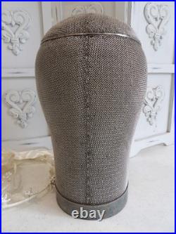 RARE! ANTIQUE Store Display Metal Mesh Millinery HatWigMannequin HeadSigned