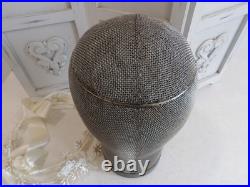RARE! ANTIQUE Store Display Metal Mesh Millinery HatWigMannequin HeadSigned