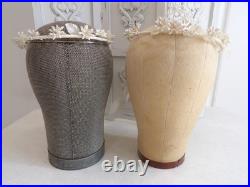 RARE! ANTIQUE Store Display Metal Mesh Millinery HatWigMannequin HeadSigned