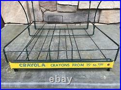RARE ANTIQUE VINTAGE CRAYOLA CRAYONS METAL WIRE RACK STORE DISPLAY CANDY Counter