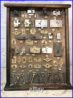 RARE Antique Early 1900s Corbin Lock Key General Hardware Store Oak Display Sign