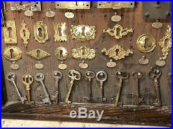 RARE Antique Early 1900s Corbin Lock Key General Hardware Store Oak Display Sign