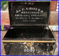 RARE Antique J & F GROTTA DRUGGISTS New York Farmacy Drug Store Safe Box Display