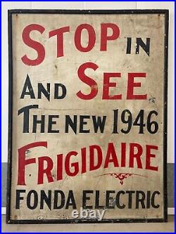 RARE Antique Old Frigidaire General Motors Hand Painted Advertisement Sign 46