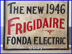 RARE Antique Old Frigidaire General Motors Hand Painted Advertisement Sign 46