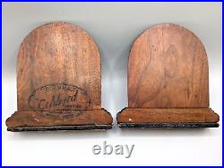 RARE Antique signed GIBBARD store display pair of solid Walnut Book Ends