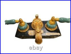 RARE Artistic Brass 24k Gold Plated Gem Faucet Set Store Display NOS Baroque