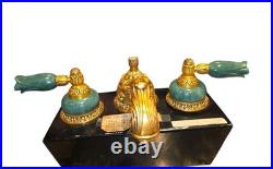 RARE Artistic Brass 24k Gold Plated Gem Faucet Set Store Display NOS Baroque