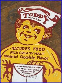 RARE C. 1930 TODDY Countertop Cardboard Display, Hot or Cold Chololate Food Drink