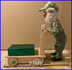 RARE David Hamberger Animated Store Display Cart-pushing Elf