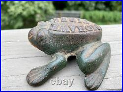 RARE EARLY 1900s CAST IRON ADVERTISING FROG MOHAWK TIRES ANATOMICALLY CORRECT