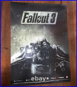 RARE Fallout 3 LAUNCH 2008 Poster Original Double Sided Promo Game Store Display
