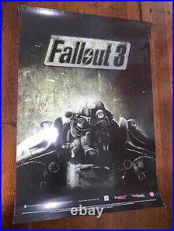 RARE Fallout 3 LAUNCH 2008 Poster Original Double Sided Promo Game Store Display