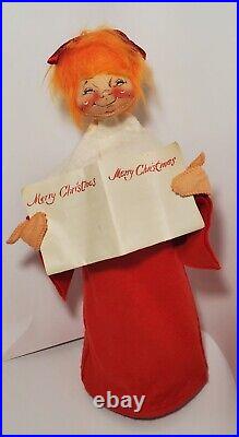 RARE HTF Annalee 1970 Store Display 17 Tall Christmas Choir Girl Orange Hair