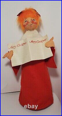 RARE HTF Annalee 1970 Store Display 17 Tall Christmas Choir Girl Orange Hair