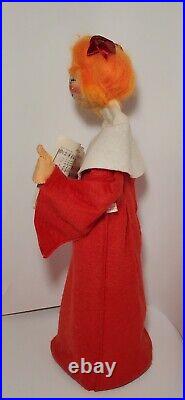 RARE HTF Annalee 1970 Store Display 17 Tall Christmas Choir Girl Orange Hair