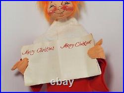 RARE HTF Annalee 1970 Store Display 17 Tall Christmas Choir Girl Orange Hair