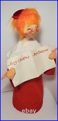 RARE HTF Annalee 1970 Store Display 17 Tall Christmas Choir Girl Orange Hair