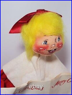 RARE HTF Annalee 1970 Store Display 17 Tall Christmas Choir Girl Yellow Hair