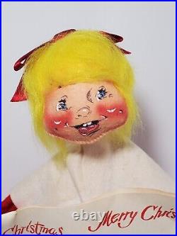 RARE HTF Annalee 1970 Store Display 17 Tall Christmas Choir Girl Yellow Hair