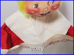 RARE HTF Annalee 1970 Store Display 17 Tall Christmas Choir Girl Yellow Hair