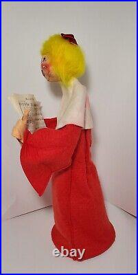 RARE HTF Annalee 1970 Store Display 17 Tall Christmas Choir Girl Yellow Hair