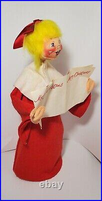 RARE HTF Annalee 1970 Store Display 17 Tall Christmas Choir Girl Yellow Hair