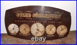 RARE JULES JURGENSEN Dealer Store Display Promo Advertising 5 Clocks World Time