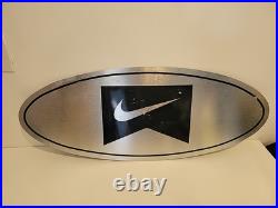 RARE LARGE BLACK METAL Vintage NIKE STORE DISPLAY SIGN 36 X 15 SWOOSH Stainless