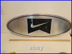 RARE LARGE BLACK METAL Vintage NIKE STORE DISPLAY SIGN 36 X 15 SWOOSH Stainless