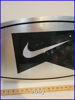 RARE LARGE BLACK METAL Vintage NIKE STORE DISPLAY SIGN 36 X 15 SWOOSH Stainless