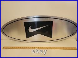 RARE LARGE BLACK METAL Vintage NIKE STORE DISPLAY SIGN 36 X 15 SWOOSH Stainless