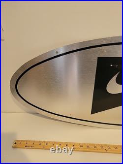 RARE LARGE BLACK METAL Vintage NIKE STORE DISPLAY SIGN 36 X 15 SWOOSH Stainless